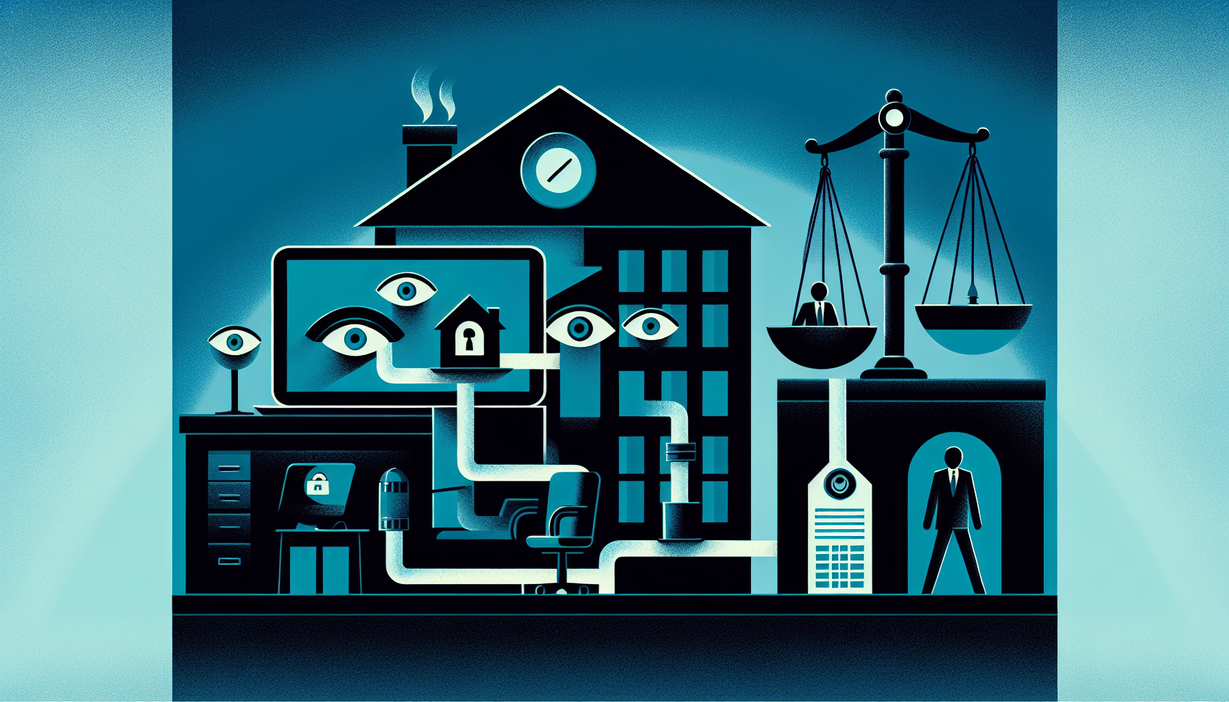 Illustration: Surveillance en télétravail Québec : Loi 25, CNESST